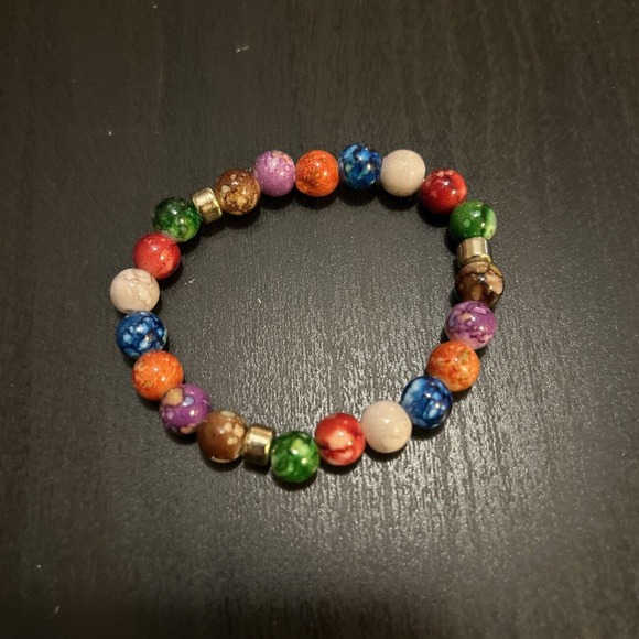 7 Chakra Wealth Stretch Beaded Bracelet Acrylic Beads Healing Energy Fashion - Picture 3 of 6